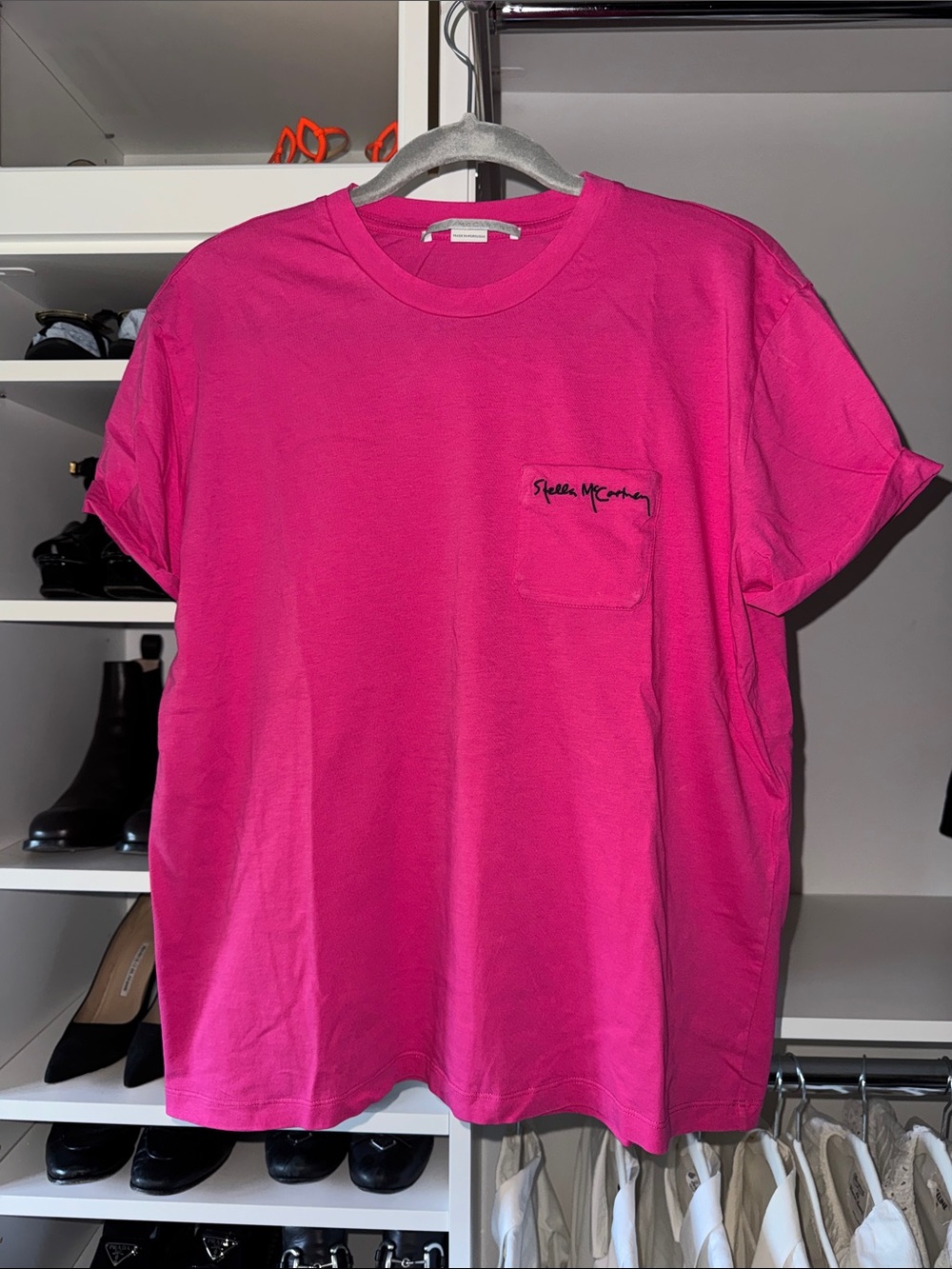 Stella McCartney Hot Pink Short Sleeve Pocket Tee